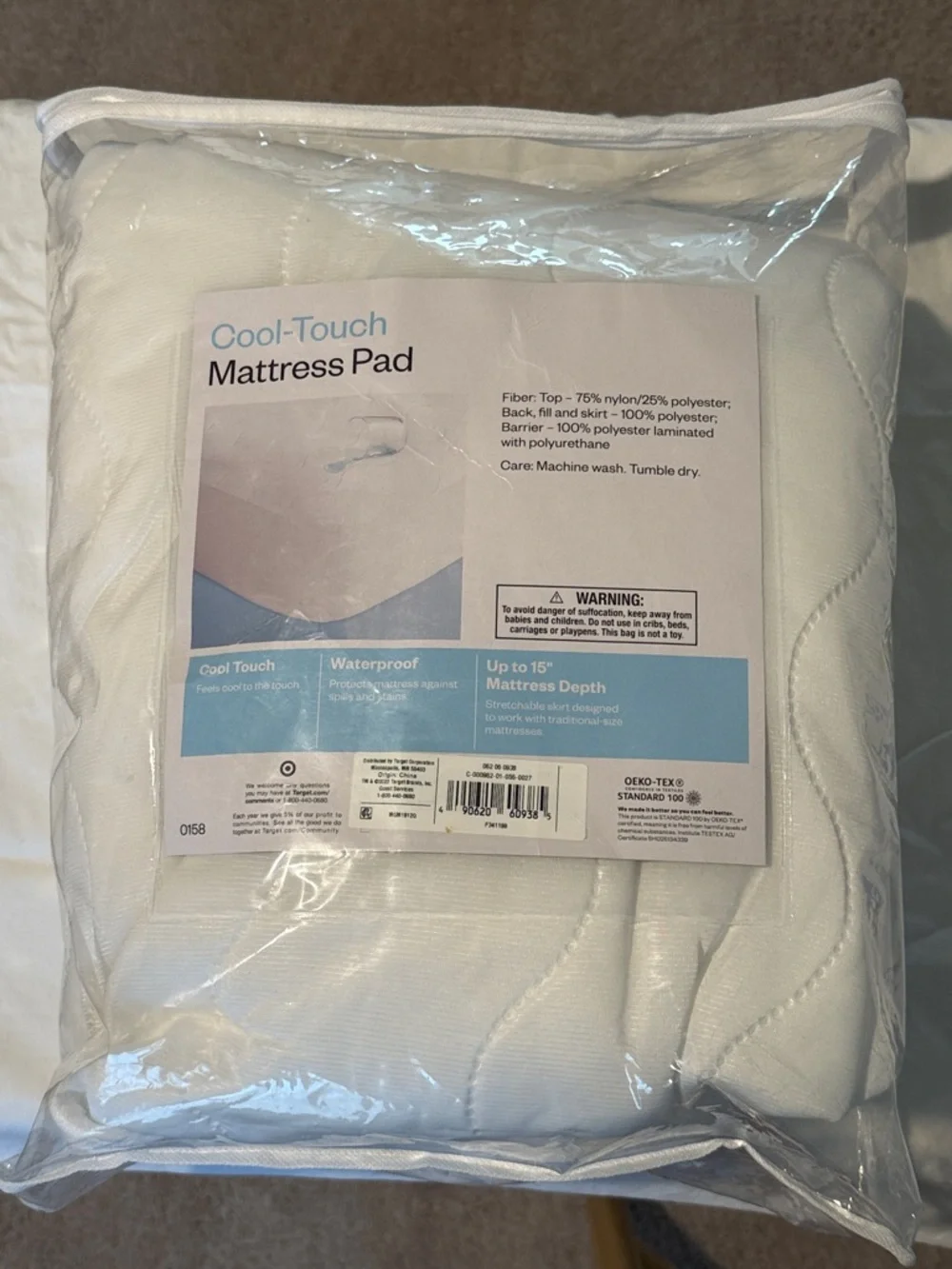 Room Essentials White Cool-Touch Mattress Pad - Queen